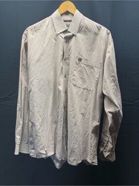 Cinch Men's Light Beige Patterned Button-Down Shirt sz M (12am)